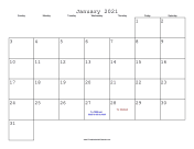 January 2021 Calendar with Jewish holidays