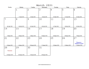 March 2021 Calendar with Jewish equivalents