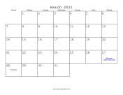March 2021 Calendar with Jewish holidays