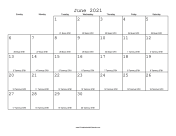 June 2021 Calendar with Jewish equivalents