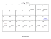 July 2021 Calendar with Jewish equivalents