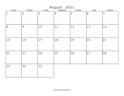 August 2021 Calendar with Jewish holidays
