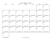 October 2021 Calendar with Jewish equivalents