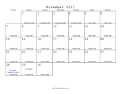 November 2021 Calendar with Jewish equivalents