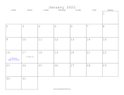 January 2022 Calendar with Jewish holidays