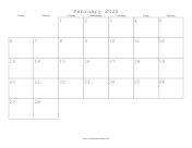 February 2022 Calendar with Jewish holidays