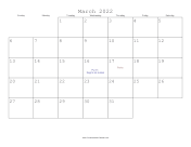 March 2022 Calendar with Jewish holidays