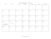 December 2022 Calendar with Jewish holidays
