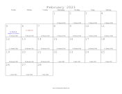 February 2023 Calendar with Jewish equivalents