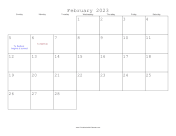 February 2023 Calendar with Jewish holidays