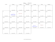 May 2023 Calendar with Jewish equivalents