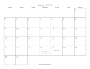 July 2023 Calendar with Jewish holidays