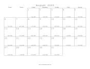 August 2023 Calendar with Jewish equivalents