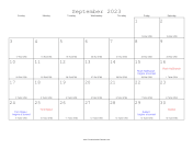 September 2023 Calendar with Jewish equivalents