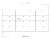 June 2024 Calendar with Jewish holidays