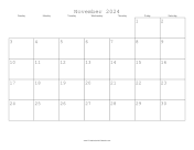 November 2024 Calendar with Jewish holidays