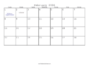 February 2026 Calendar with Jewish holidays