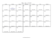 March 2026 Calendar with Jewish equivalents