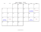 September 2026 Calendar with Jewish holidays