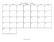 November 2026 Calendar with Jewish holidays