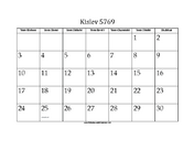 Kislev 5769 Calendar