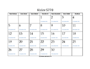 Kislev 5770 Calendar with Gregorian equivalents