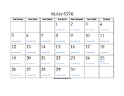 Kislev 5770 Calendar with Jewish holidays and Gregorian equivalents