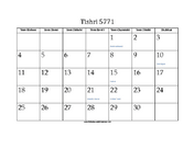 Tishri 5771 Calendar