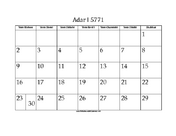 Adar_I 5771 Calendar