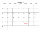 Nissan 5772 Calendar