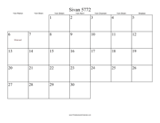 Sivan 5772 Calendar
