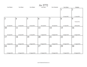 Av 5772 Calendar with Gregorian equivalents