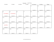 Iyar 5773 Calendar with Gregorian equivalents