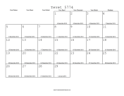 Tevet 5774 Calendar with Gregorian equivalents