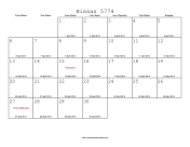 Nissan 5774 Calendar with Gregorian equivalents