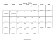 Iyar 5774 Calendar with Gregorian equivalents