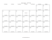 Sivan 5774 Calendar with Gregorian equivalents