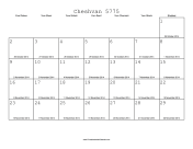 Cheshvan 5775 Calendar with Gregorian equivalents