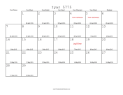 Iyar 5775 Calendar with Gregorian equivalents