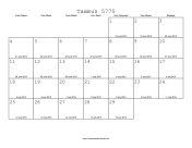 Tammuz 5775 Calendar with Gregorian equivalents