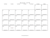 Kislev 5776 Calendar with Gregorian equivalents