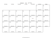 Adar_II 5776 Calendar with Gregorian equivalents