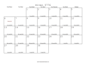 Sivan 5776 Calendar with Gregorian equivalents