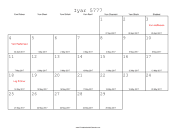 Iyar 5777 Calendar with Gregorian equivalents