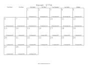 Tevet 5778 Calendar with Gregorian equivalents