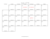 Iyar 5778 Calendar with Gregorian equivalents