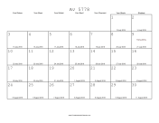 Av 5778 Calendar with Gregorian equivalents