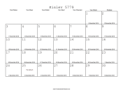 Kislev 5779 Calendar with Gregorian equivalents