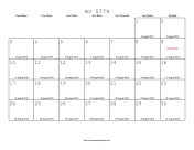 Av 5779 Calendar with Gregorian equivalents