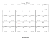 Iyar 5780 Calendar with Gregorian equivalents